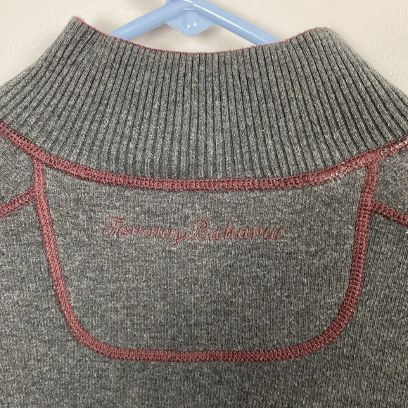 Tommy Bahama Flipshore Quarter Zip in maroon and gray - Picture 16 of 16